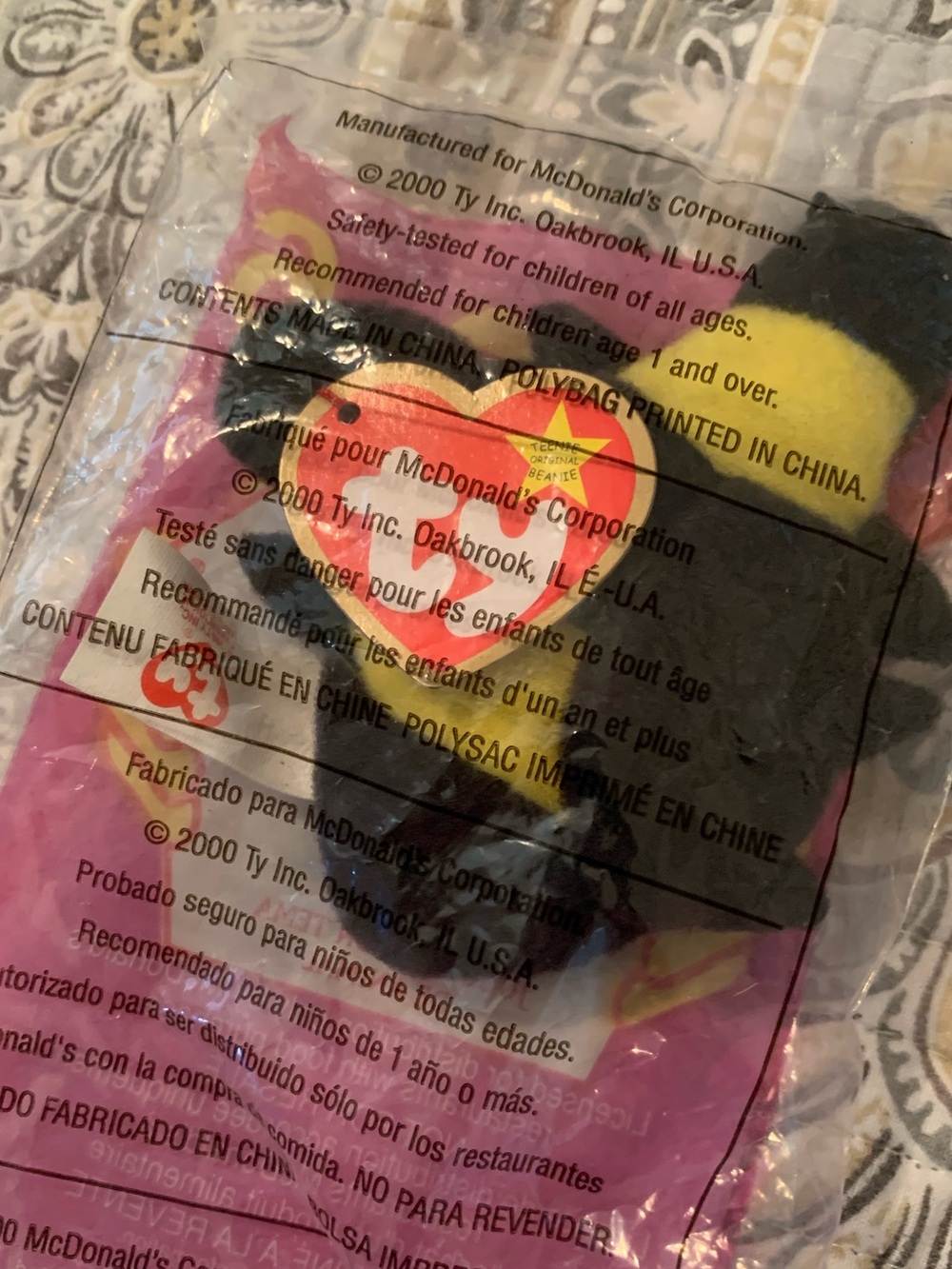 NEW TY McDonalds Bumble the Bee Teeny Beanie Baby #6 Happy Meals Toy Collectible